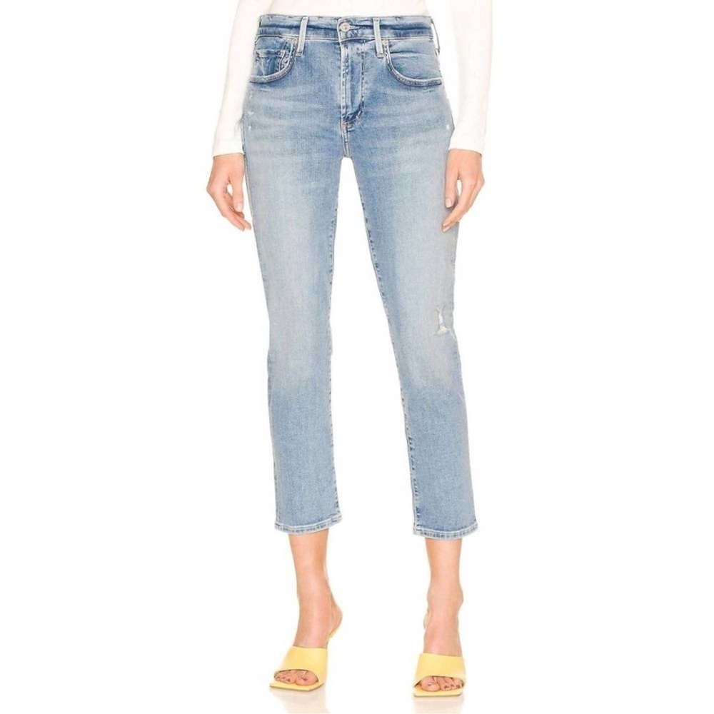 Citizens of Humanity Ella Jeans Mid Rise Slim Crop Light Wash Denim New